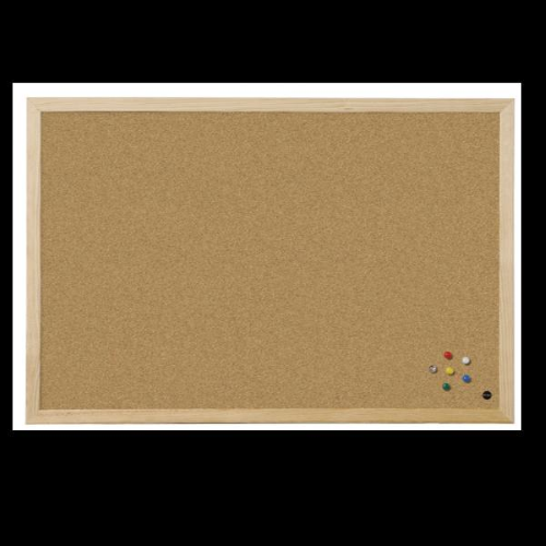 Bi-Office Budget Wood - Bacheca - montabile a parete - 600 x 450 mm - sughero - fronte e retro - naturale - cornice naturale